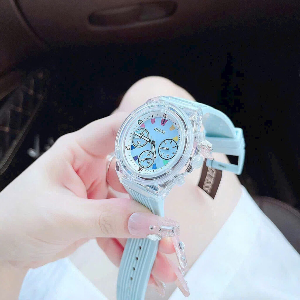Đồng hồ Guess Eco Friendly nữ dây cao su xanh blue like auth 39mm