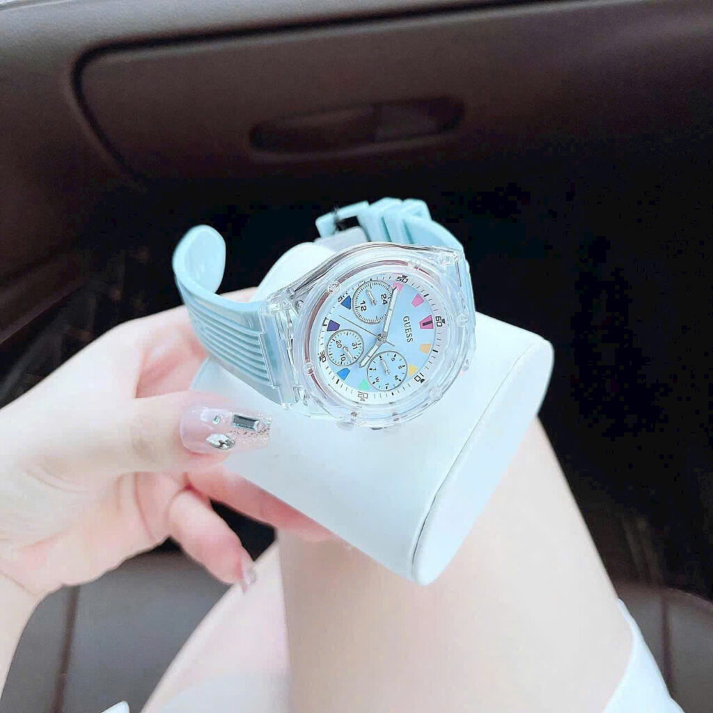 Đồng hồ Guess Eco Friendly nữ dây cao su xanh blue like auth 39mm