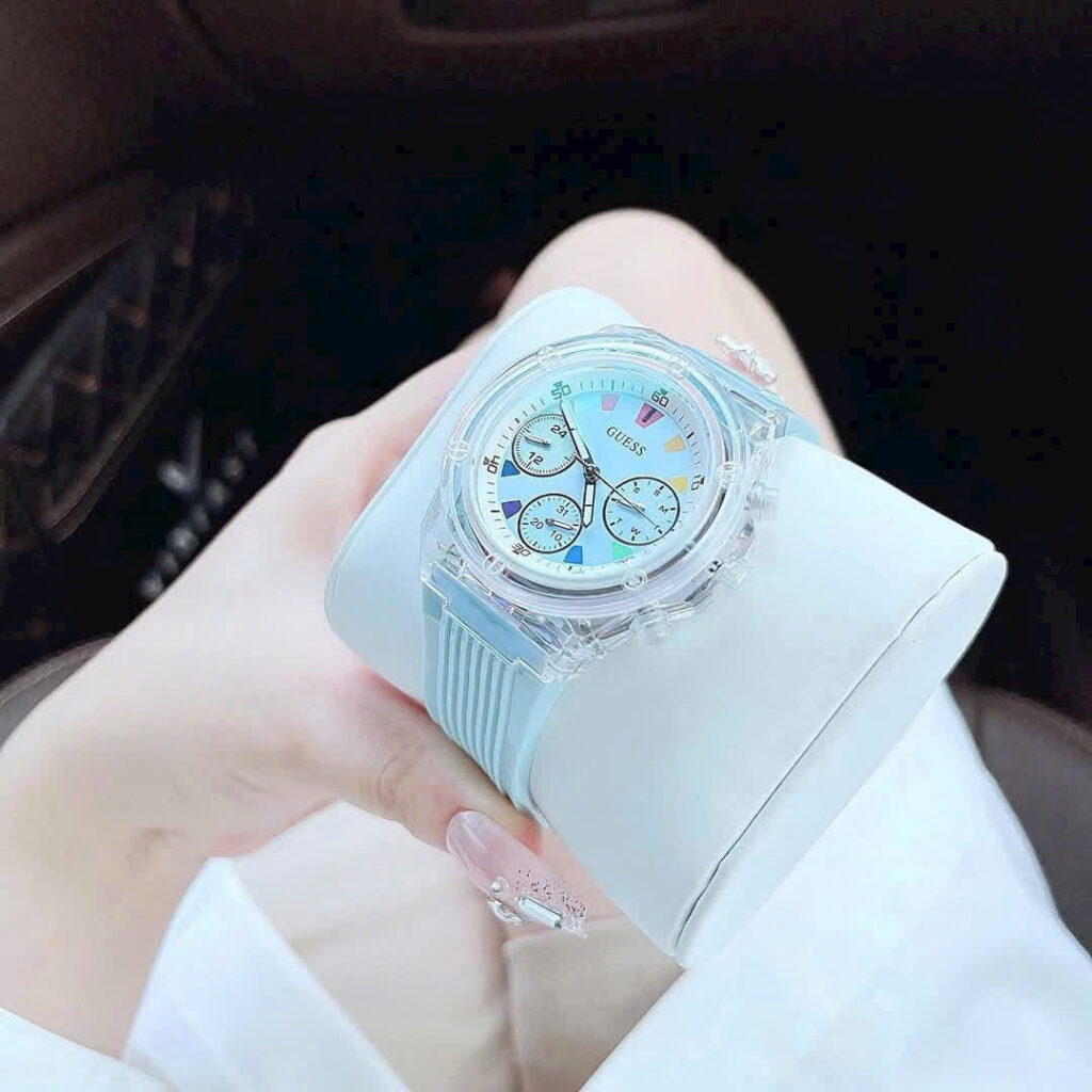 Đồng hồ Guess Eco Friendly nữ dây cao su xanh blue like auth 39mm