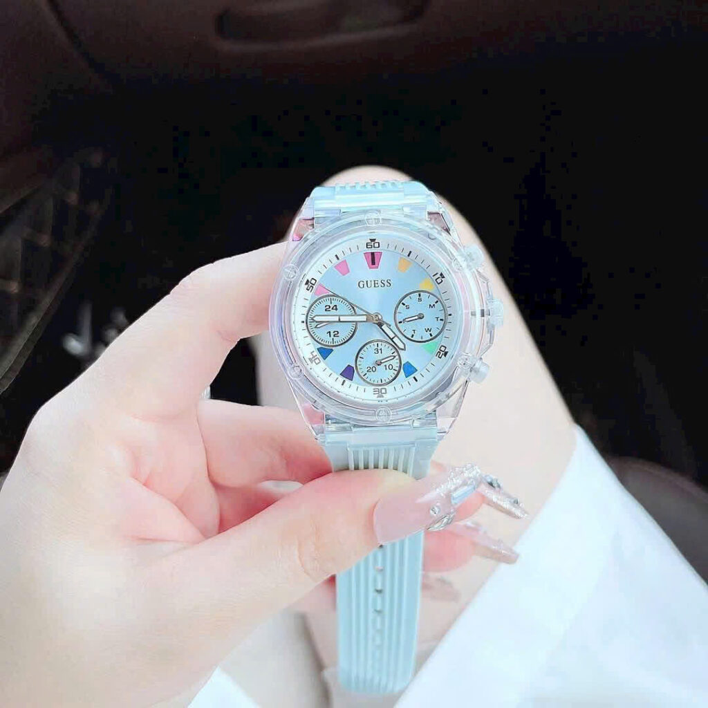 Đồng hồ Guess Eco Friendly nữ dây cao su xanh blue like auth 39mm