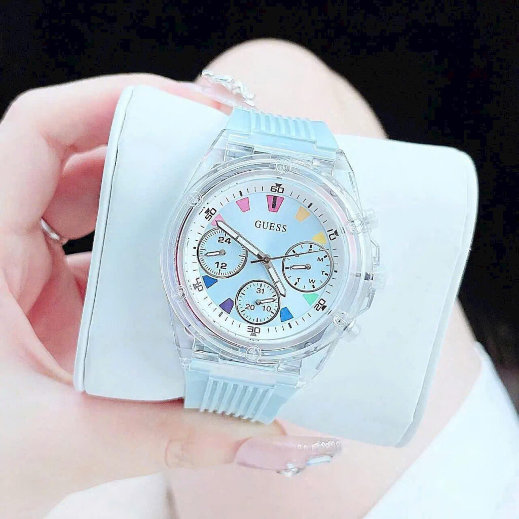 Đồng hồ Guess Eco Friendly nữ dây cao su xanh blue like auth 39mm