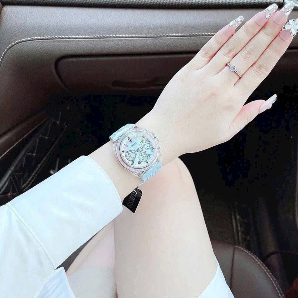 Đồng hồ Guess Eco Friendly nữ dây cao su xanh blue like auth 39mm