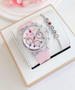 Đồng hồ Guess Eco Friendly nữ màu hông dây cao su like auth 39mm