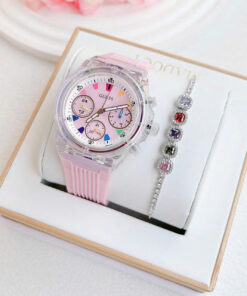 Đồng hồ Guess Eco Friendly nữ màu hông dây cao su like auth 39mm