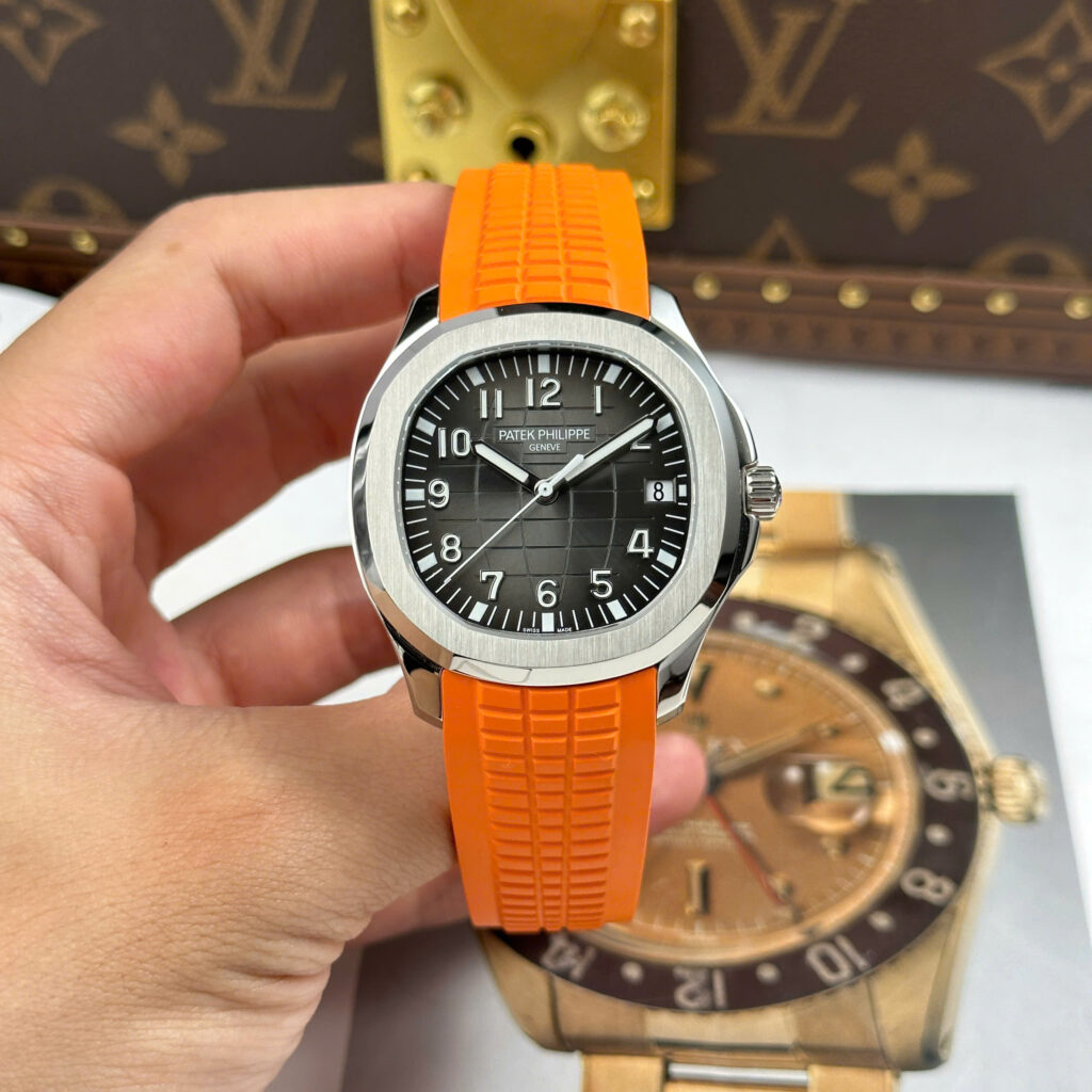 Đồng hồ Patek Philippe Aquanaut 5167 Rep 11 mặt xám dây cam nhà máy BBF tinh chỉnh 40mm (2)