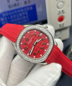 Đồng hồ Patek Philippe Aquanaut 5268G Replica 11 máy cơ màu đỏ đính đá PPF 38,8mm (4)