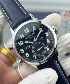 Đồng hồ Patek Philippe Rep 11 Thụy Sỹ Calatrava Pilot Travel Time 5524G màu xanh dương 42mm (11)