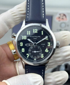 Đồng hồ Patek Philippe Rep 11 Thụy Sỹ Calatrava Pilot Travel Time 5524G màu xanh dương 42mm (11)