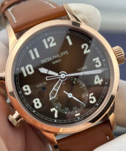 Đồng hồ Patek Philippe Replica 11 Calatrava Pilot Travel Time 5524R mặt chocolate 42mm (6)