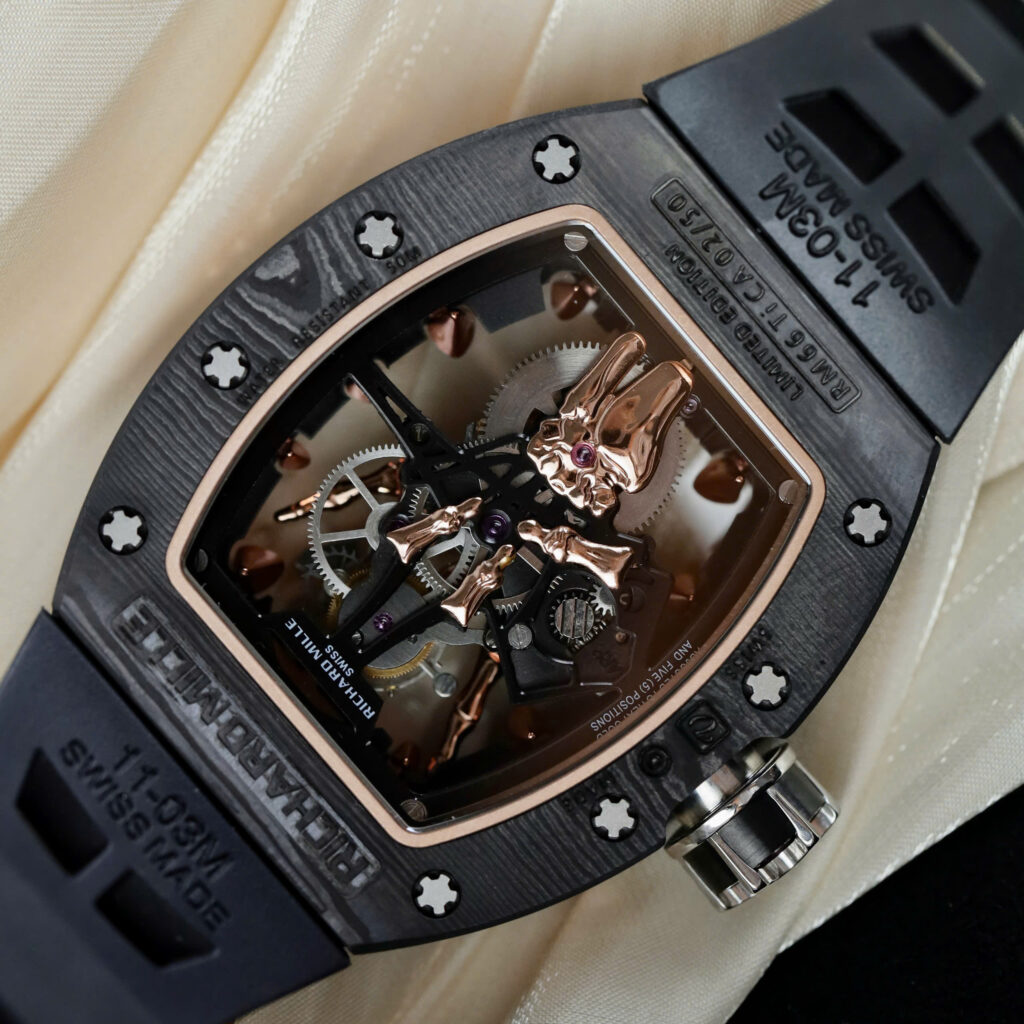 Đồng hồ Richard Mille RM66 Flying Tourbillon Rep 11 vỏ carbon dây cao su đen 42.7×49 (2)