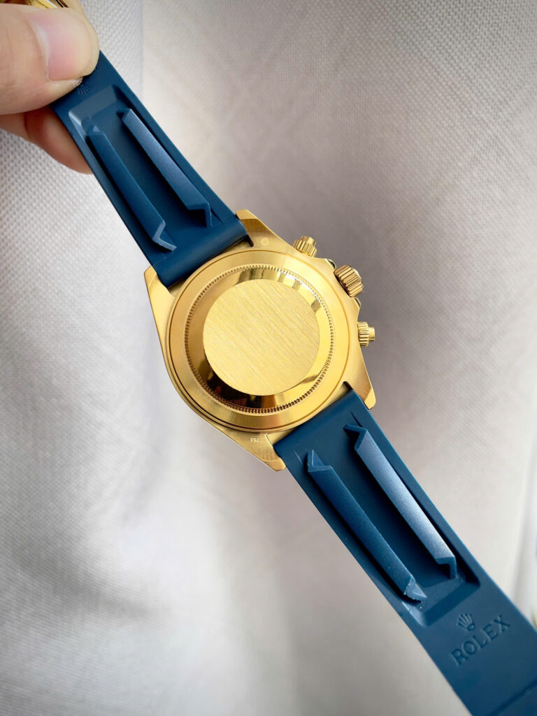 Đồng hồ Rolex Daytona Cosmograph vàng gold dây cao su xanh fake 11 40mm