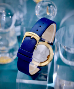 Đồng hồ Versace Eon nữ vàng gold dây da xanh blue like auth 33mm