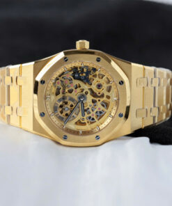 Đồng Hồ Audemars Piguet Rep 11 Royal Oak Jumbo Extra-thin Openworked 16204 mạ vàng mặt lộ cơ xưởng ZF 39mm (2)