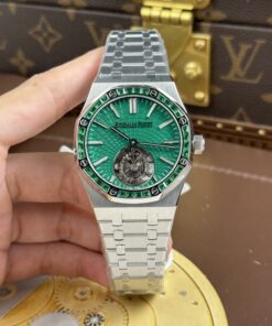 Đồng Hồ Audemars Piguet Replica 11 Royal Oak Selfwinding Flying Tourbillon 26730BC mặt xanh lá cây baguette 41mm (2)