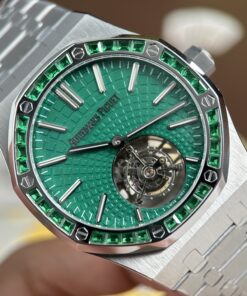 Đồng Hồ Audemars Piguet Replica 11 Royal Oak Selfwinding Flying Tourbillon 26730BC mặt xanh lá cây baguette 41mm (2)