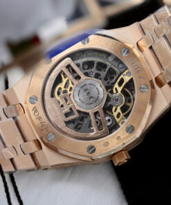 Đồng hồ Audemars Piguet Replica 11 Royal Oak Jumbo Extra-thin Openworked 16204 mạ vàng hồng mặt lộ cơ xưởng ZF 39mm (2)