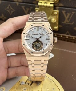 Đồng hồ Audemars Piguet Replica 11 Royal Oak Selfwinding Flying Tourbillon 26730OR mặt xám dây kim loại 41mm (2)
