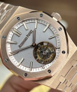 Đồng hồ Audemars Piguet Replica 11 Royal Oak Selfwinding Flying Tourbillon 26730OR mặt xám dây kim loại 41mm (2)