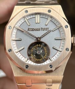 Đồng hồ Audemars Piguet Replica 11 Royal Oak Selfwinding Flying Tourbillon 26730OR mặt xám dây kim loại 41mm (2)