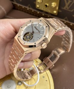 Đồng hồ Audemars Piguet Replica 11 Royal Oak Selfwinding Flying Tourbillon 26730OR mặt xám dây kim loại 41mm (2)