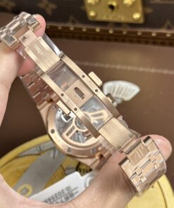 Đồng hồ Audemars Piguet Replica 11 Royal Oak Selfwinding Flying Tourbillon 26730OR mặt xám dây kim loại 41mm (2)