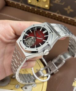 Đồng hồ Audemars Piguet Replica Royal Oak Selfwinding Flying Tourbillon 26730ST mặt số màu đỏ tía 41mm (2)