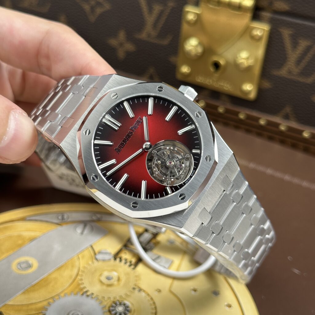 Đồng hồ Audemars Piguet Replica Royal Oak Selfwinding Flying Tourbillon 26730ST mặt số màu đỏ tía 41mm (2)
