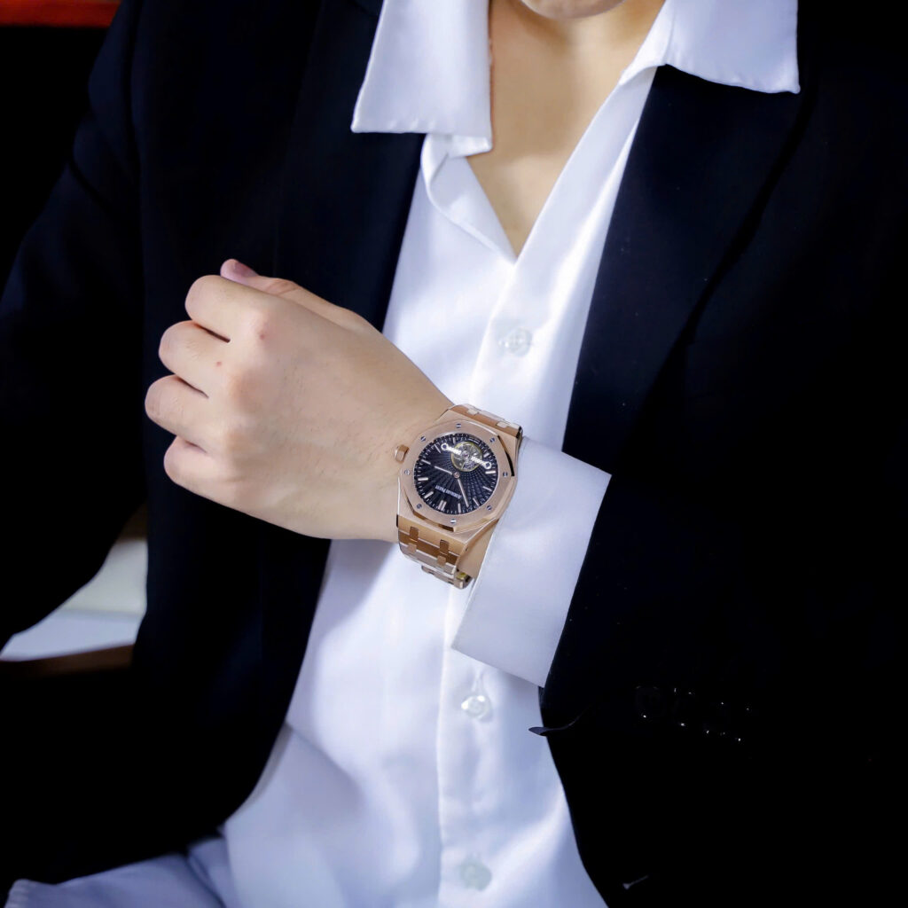 Đồng hồ Audemars Piguet Royal Oak Tourbillon nam vàng gold fake cao cấp 42mm