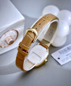 Đồng hồ Cartier Baignoire nữ WGBA0022 vàng gold dây da nâu fake cao cấp 23x31mm