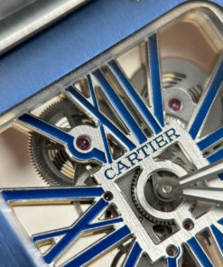 Đồng hồ Cartier Santos Replica 11 nam mặt lộ cơ viền xanh dương nhà máy MLF 39 (2)