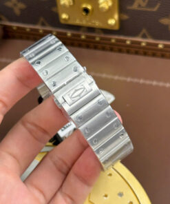 Đồng hồ Cartier Santos nam chế tác mặt lộ cơ cọc số màu xanh lá cây nhà máy MLF 39 (7)