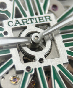 Đồng hồ Cartier Santos nam chế tác mặt lộ cơ cọc số màu xanh lá cây nhà máy MLF 39 (7)