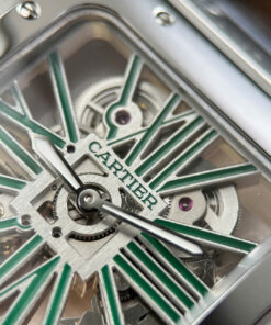 Đồng hồ Cartier Santos nam chế tác mặt lộ cơ cọc số màu xanh lá cây nhà máy MLF 39 (7)
