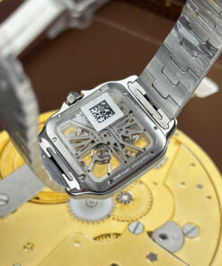 Đồng hồ Cartier Santos nam chế tác mặt lộ cơ cọc số màu xanh lá cây nhà máy MLF 39 (7)