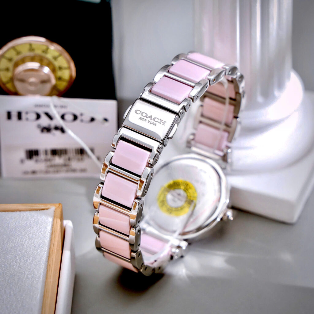 Đồng hồ Coach Tristent Purple nữ dây kim loại máy quazrt nhật like auth 30mm
