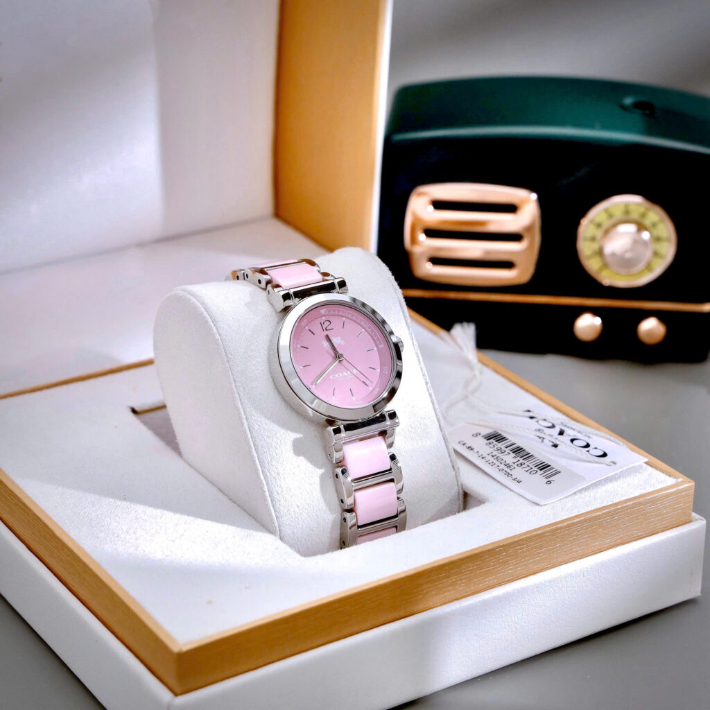 Đồng hồ Coach Tristent Purple nữ dây kim loại máy quazrt nhật like auth 30mm