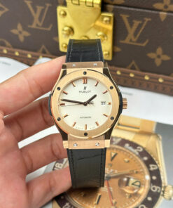 Đồng hồ Hublot nam Replica 1 1 Classic Fusion King Gold mặt trắng máy cơ Thụy Sỹ xưởng JJZ 42mm (2)