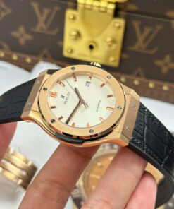 Đồng hồ Hublot nam Replica 1 1 Classic Fusion King Gold mặt trắng máy cơ Thụy Sỹ xưởng JJZ 42mm (2)