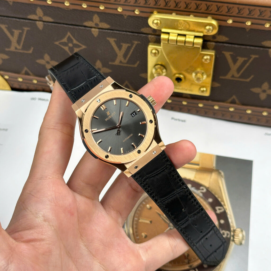 Đồng hồ Hublot nam Replica 11 Classic Fusion King Gold mặt xám máy cơ Thụy Sỹ xưởng JJZ 42mm (2)