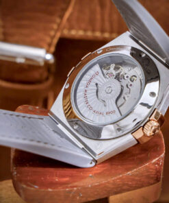 Đồng hồ Omega Constellation nam demi vàng dây cao su xám fake cao cấp 41mm