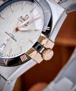 Đồng hồ Omega Constellation nam demi vàng dây cao su xám fake cao cấp 41mm