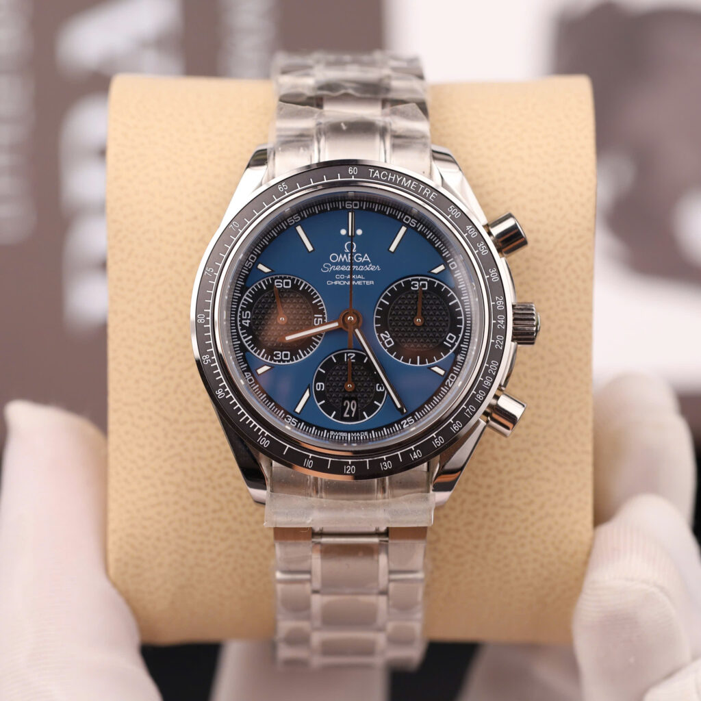Đồng hồ Omega Speedmaster Racing Chronograph Replica 11 mặt xanh dương dây kim loại 40mm (2)