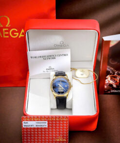 Đồng hồ Omega thuyền buồm vàng gold mặt đen máy cơ nhật giá rẻ 40mm