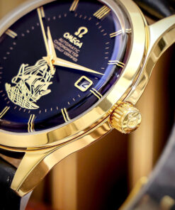 Đồng hồ Omega thuyền buồm vàng gold mặt đen máy cơ nhật giá rẻ 40mm