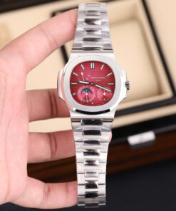 Đồng hồ Patek Philippe Nautilus 5712 Fake 11 mặt số màu cherry dây kim loại xưởng GR 40mm (2)
