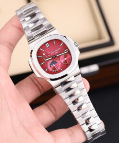 Đồng hồ Patek Philippe Nautilus 5712 Fake 11 mặt số màu cherry dây kim loại xưởng GR 40mm (2)