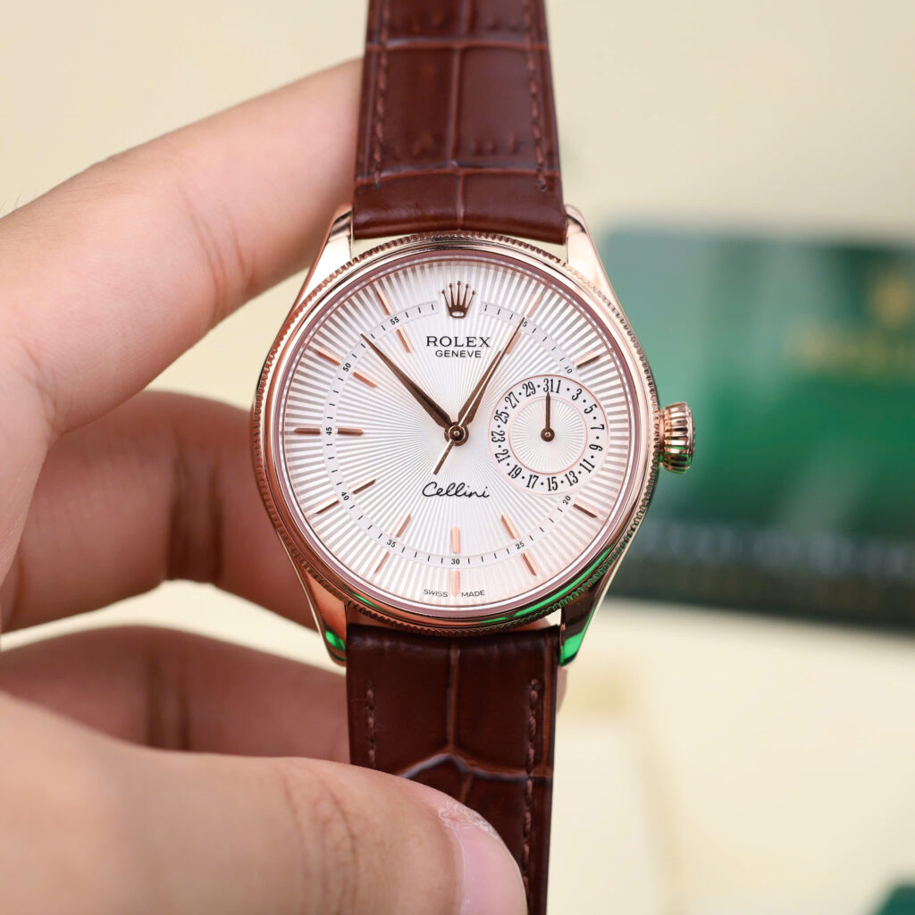 Đồng hồ Rolex Cellini 50515 Chế Tác bọc vàng thật 18K mặt trắng 39mm (2)