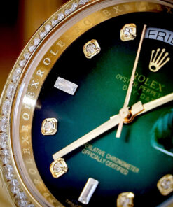 Đồng hồ Rolex Date Date vàng gold nam đính đá máy cơ nhật giá rẻ 40mm