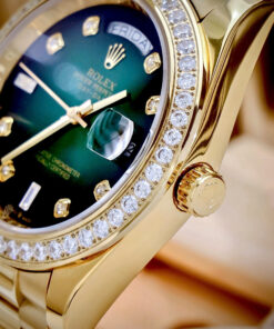 Đồng hồ Rolex Date Date vàng gold nam đính đá máy cơ nhật giá rẻ 40mm