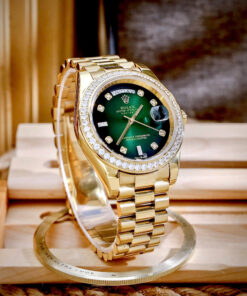Đồng hồ Rolex Date Date vàng gold nam đính đá máy cơ nhật giá rẻ 40mm